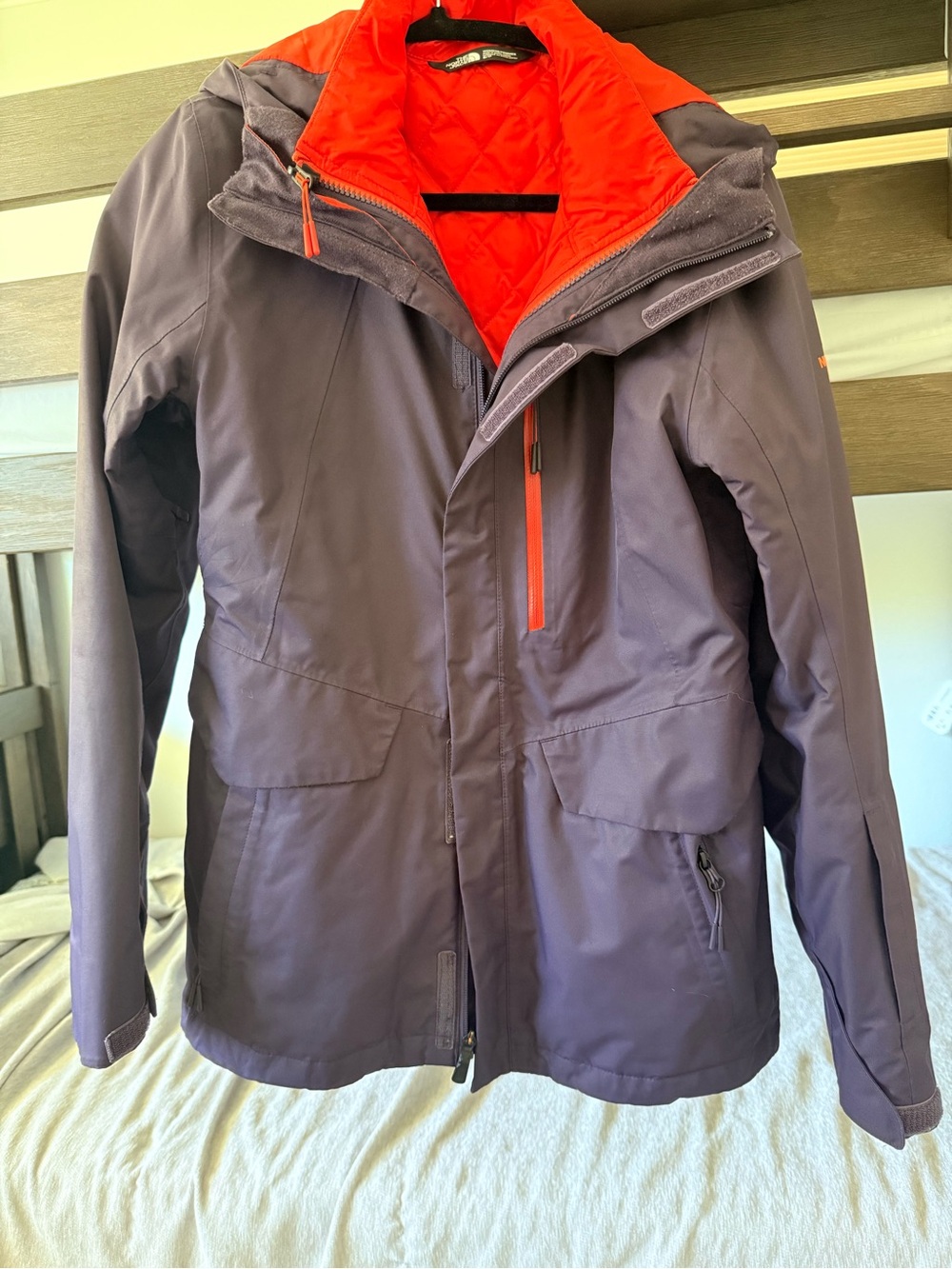 The North Face Purple Ski Jacket with Orange Lining